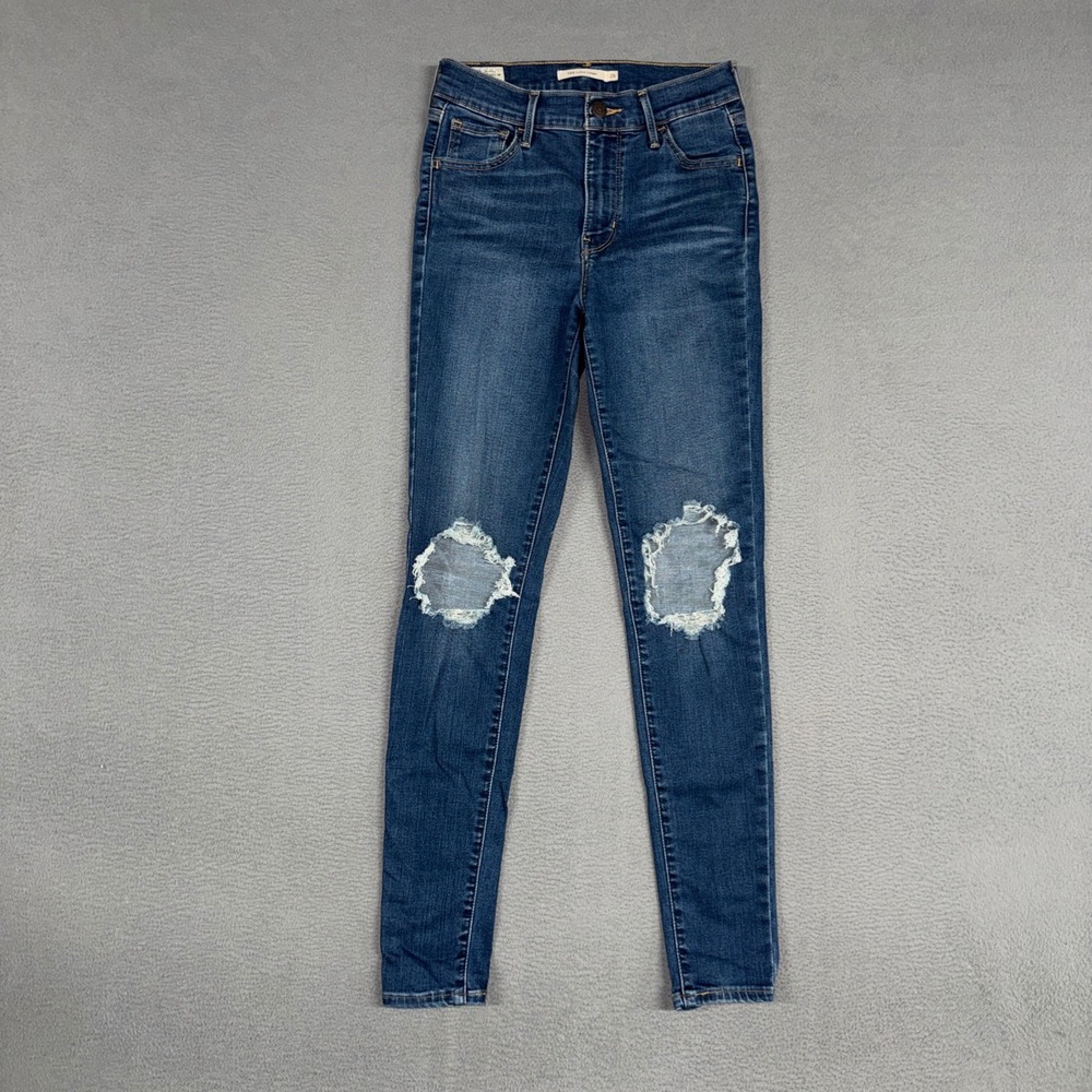 Levis Jeans Womens 26 Blue 720 Super Skinny Distressed High Rise Ripped Knee